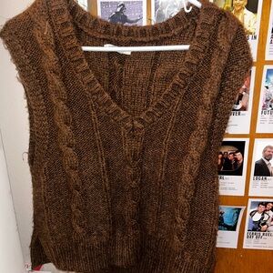 Cozy Brown Cable Knit Sweater Vest